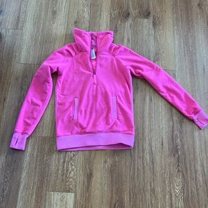 Ivivva girls size 12 neon pink fleece pullover sweatshirt jacket